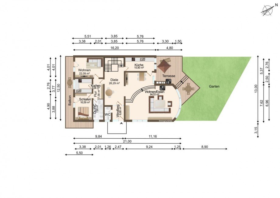 Grundriss EG Zweifamilienhaus Weibersbrunn
